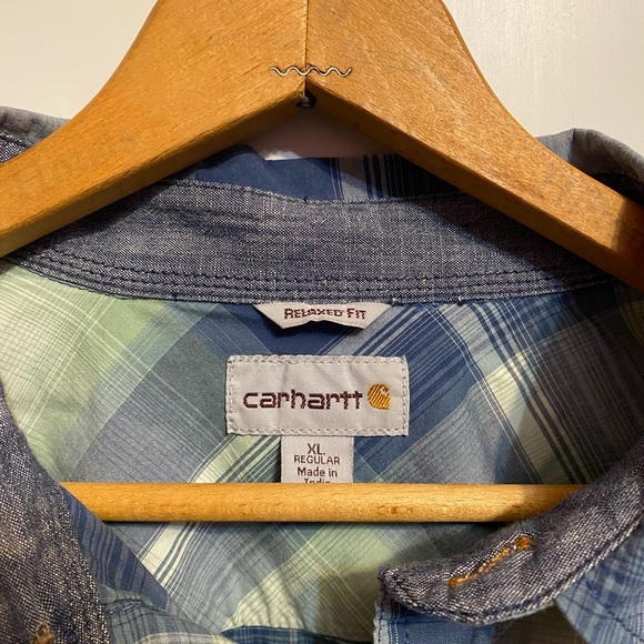 Carhartt‎ RF Relax Fit Lightweight Plaid Pearl Snap Long Sleeve Shirt Size XL - Picture 4 of 4